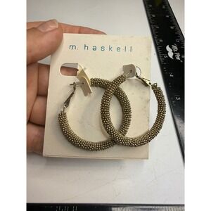 M. Haskell Gold Tone Beaded Mesh Hoop Earrings H38531-E01 Macy's